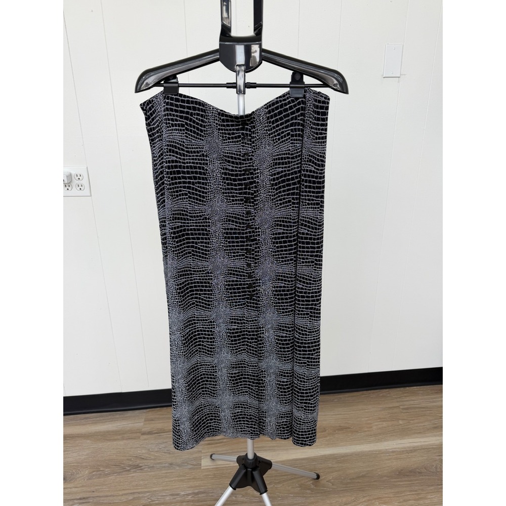 Briggs New York Maxi Skirt Women 3X Black White Reptile Print Excellent Stretch